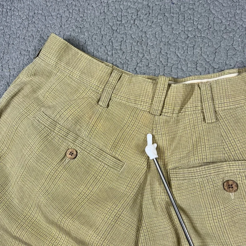 ommy Bahama Pants Mens 36 (32x31) Relaxed Tan Plaid Pleated Tencel Trousers